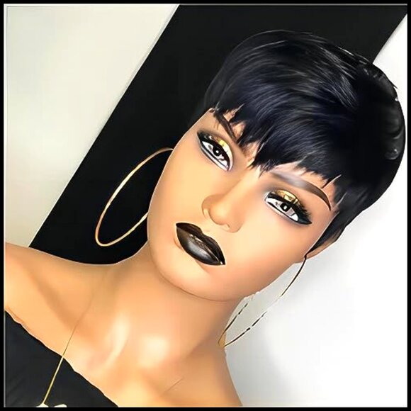 Short Pixie Cut Human Hair Wig Layered Bob Glueless Machine Made main image 5